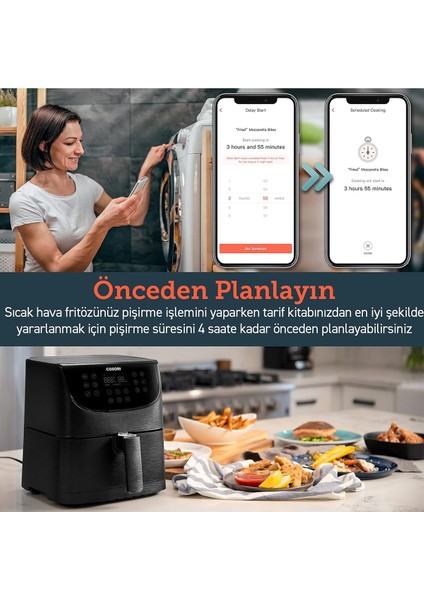 Akıllı Wi-Fi Kontrollü 5.5 Litre Sıcak Hava Fritözü Beyaz modelleri