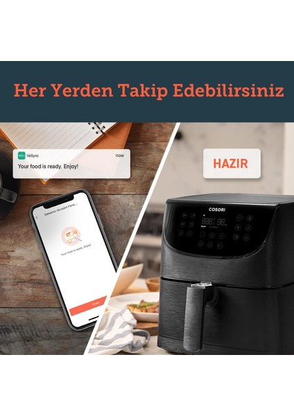 Akıllı Wi-Fi Kontrollü 5.5 Litre Sıcak Hava Fritözü Beyaz indirimleri