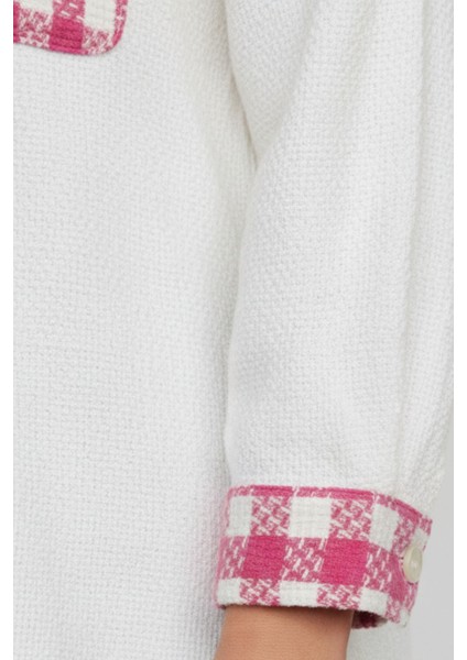 Kadın Pembe Oversize Fit Ekoseli Desenli Uzun Kollu %100 Pamuk Gömlek, Ceket, Kadın Oduncu Gömlek indirimleri