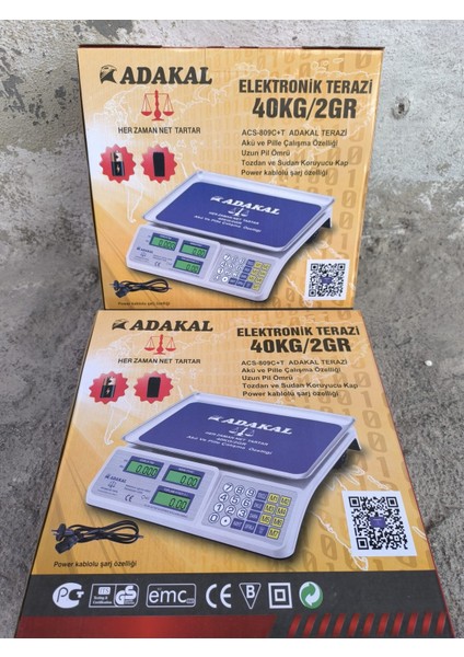 Adakal 40 kg ACS-809C+T Akülü ve Pilli Hassas Tezgah Üstü Terazi