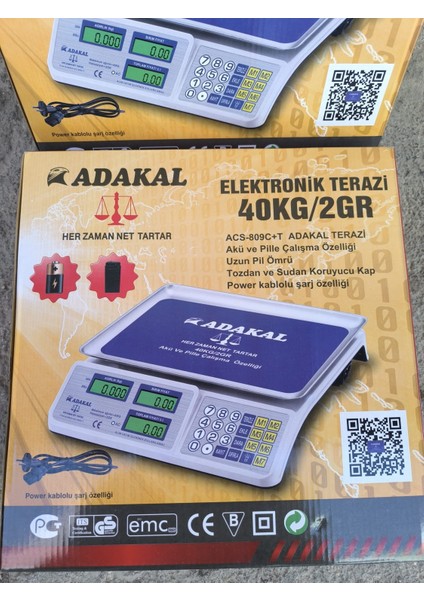 Adakal 40 kg ACS-809C+T Akülü ve Pilli Hassas Tezgah Üstü Terazi fiyatları