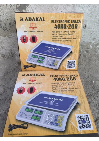 Adakal 40 kg ACS-809C+T Akülü ve Pilli Hassas Tezgah Üstü Terazi modelleri