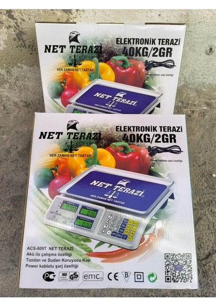 Net Terazi Market Pazarcı ve Kasap Terazisi 40 kg Kapasiteli Elektronik Dijital Bakkall Manav Tartısı