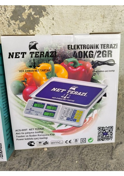 Net Terazi Market Pazarcı ve Kasap Terazisi 40 kg Kapasiteli Elektronik Dijital Bakkall Manav Tartısı