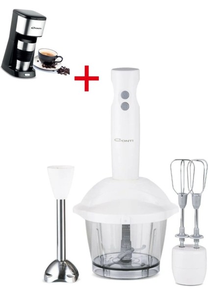 3 Fonksiyonlu El Blender Seti, Krem, 1700W, Filtre Kahve Makinesi Hediği