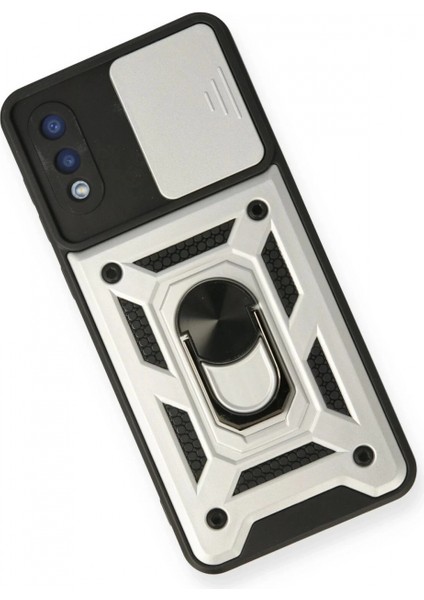 Samsung Galaxy A02 Kılıf Pars Lens Yüzüklü Silikon - Gümüş fiyatları