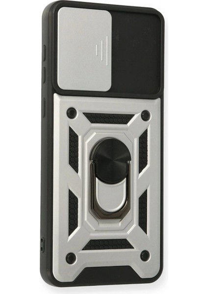 Samsung Galaxy A02 Kılıf Pars Lens Yüzüklü Silikon - Gümüş modelleri