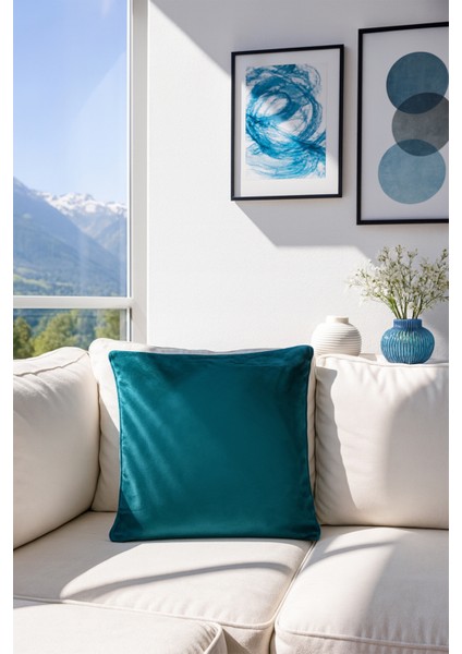 Kadife Kırlent Kılıfı Petrol V1 40X40