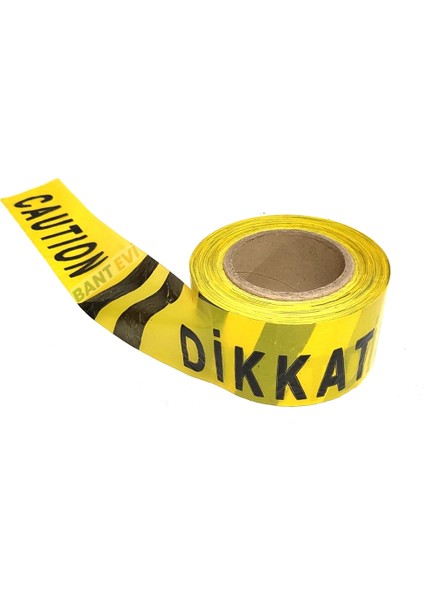 Dikkat Caution Ikaz Şeridi 50MT Emniyet Şeridi Siyah Ikaz Bandı Caution (Yapışkansız)