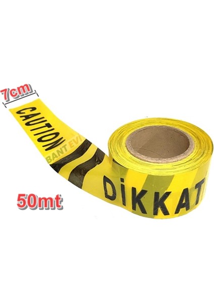 Dikkat Caution Ikaz Şeridi 50MT Emniyet Şeridi Siyah Ikaz Bandı Caution (Yapışkansız) fiyatları