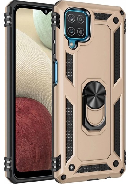 Samsung Galaxy A22 Kılıf Sofya Yüzüklü Silikon Kapak - Gold