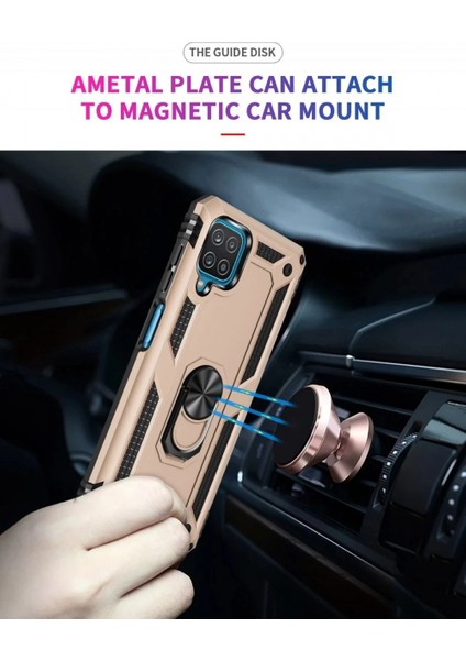 Samsung Galaxy A22 Kılıf Sofya Yüzüklü Silikon Kapak - Gold