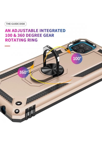 Samsung Galaxy A22 Kılıf Sofya Yüzüklü Silikon Kapak - Gold