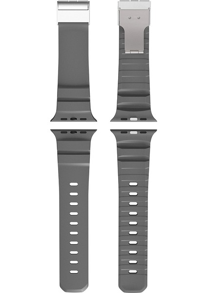 Apple Watch Ultra 2 (49MM) Uyumlu Metal Tokalı Silikon KORDON-145 Gri fırsatları