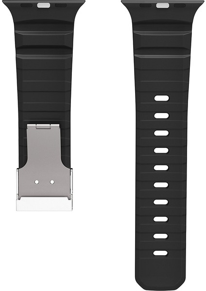 Apple Watch 9 (45MM) Uyumlu Metal Tokalı Silikon KORDON-145 Siyah fırsatları