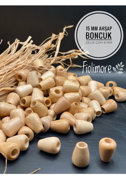 15 mm Damla Oval Ahşap Boncuk (50 Gram 47 Adet) Delik Çapı 6 mm Makrome Çanta Takı Tasarım