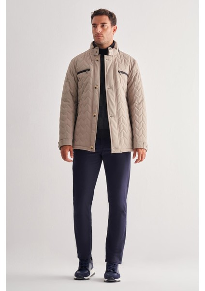 Koyu Bej Dik Yaka Casual Slim Fit Kapitone Esnek Mont 1007255126 fiyatları