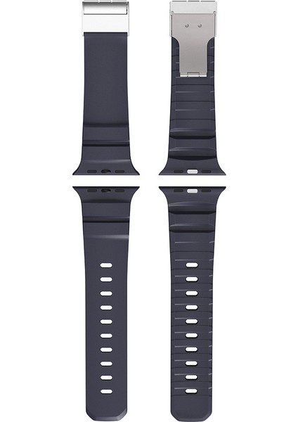 Apple Watch Ultra 2 (49MM) Uyumlu Metal Tokalı Silikon KORDON-145 Mavi fırsatları