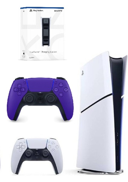 Playstation 5 Slim Dijital+ 2.kol Dualsense Mor +Şarj Istasyonu (Ithalatçı Garantili)