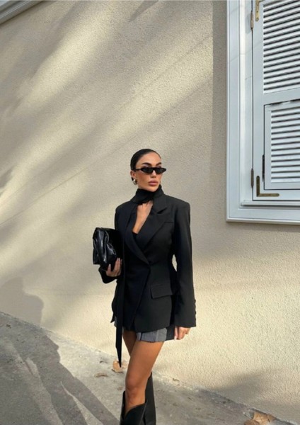 Kadın Modern Tasarım Şal Detaylı Ceket