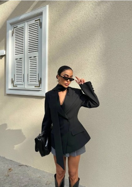 Kadın Modern Tasarım Şal Detaylı Ceket