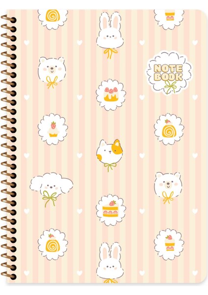 Keskin 16,5*22,5 Çizgili Spiralli Kawaii Defter - Köpek