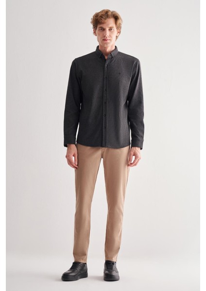 Siyah Smart Düğmeli Yaka Uzun Kol Cepsiz Slim Fit Casual Gömlek 1004255170 fiyatları