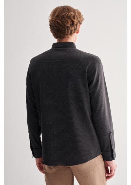 Siyah Smart Düğmeli Yaka Uzun Kol Cepsiz Slim Fit Casual Gömlek 1004255170 indirimleri