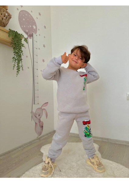 Erkek Çocuk Brawl Stars Modelli 3 Iplik Şardonlu Eşofman Takımı