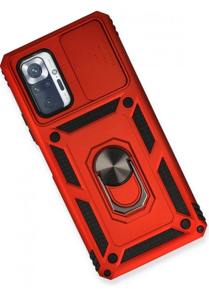 Xiaomi Redmi Note 10 Pro Kılıf Pars Lens Yüzüklü Silikon - Kırmızı modelleri