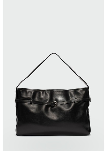 Giulio Kemer Detaylı Omuz Çantası Siyah