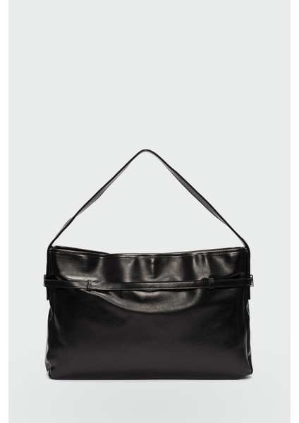 Giulio Kemer Detaylı Omuz Çantası Siyah fırsatları