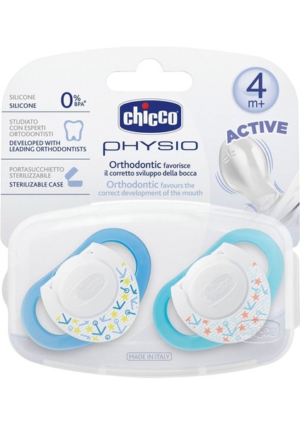 Chicco Physio Silikon Emzik 4m+ 2'li - Mavi