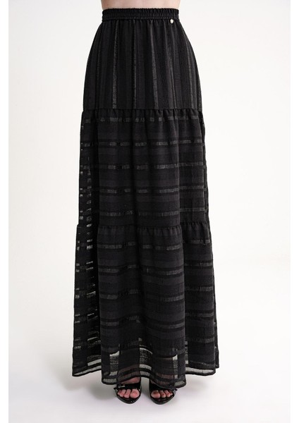 Siyah Beli Lastikli Büzgülü Uzun Etek 81319 fiyatları