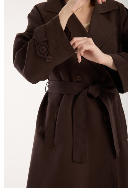 Acı Kahve Oversize Astarlı Trençkot indirimleri