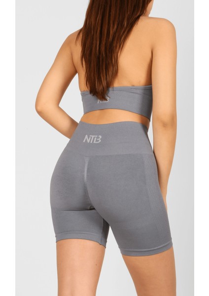 Ntb Kahverengi Yüksek Bel Kısa Spor Taytı Scrunch Detaylı,toparlayıcı Tayt,kısa Spor Tayt,fitness