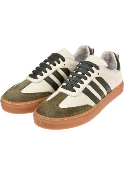 Hakiki Deri Kadın Spor Ayakkabı Sneaker MAK-3020 Bej Haki fırsatları