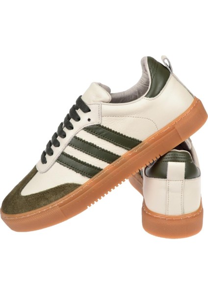 Hakiki Deri Kadın Spor Ayakkabı Sneaker MAK-3020 Bej Haki indirimleri