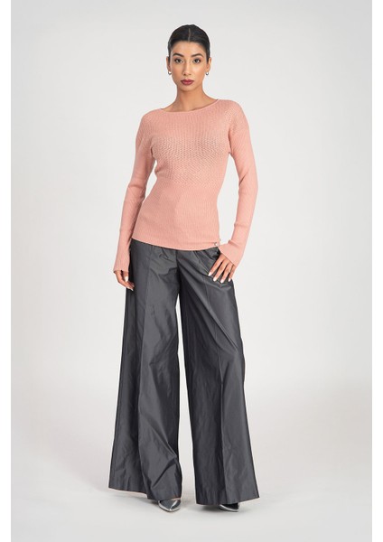 Gülkurusu Yapıştırma Taş Detaylı Triko Bluz 28887