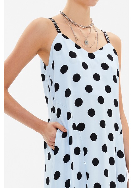 Mavi Kristal Taşlı Kolsuz Uzun Elbise 92849