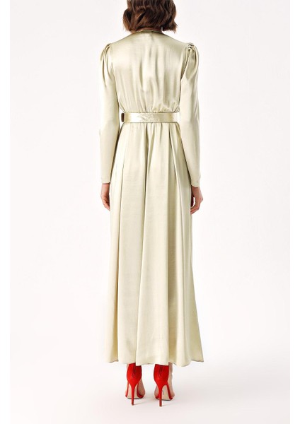 Bej Gül Aksesuar Detaylı Anvelop Uzun Elbise 94219 fırsatları