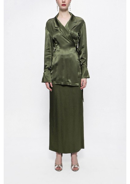 Haki Bol Kesim Ceket ve Etekli Takım 12290 fiyatları