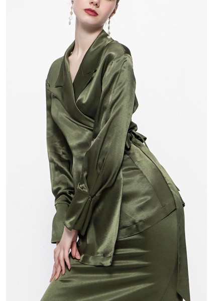 Haki Bol Kesim Ceket ve Etekli Takım 12290 fırsatları