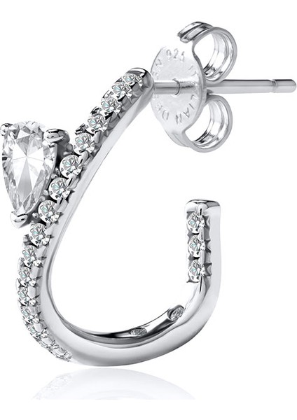 Gümüş Kristal Taş ve Kavisli Form Detaylı 925 Ayar Gümüş Küpe 95 fırsatları