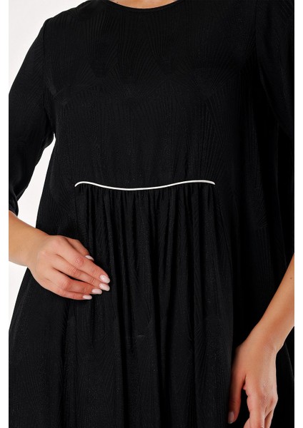 Siyah Büzgülü Bol Kesim Elbise 92279