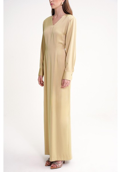 Bej Arkası Büzgülü, Vatkalı Elbise 94430 modelleri