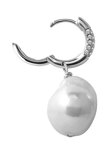 Gümüş Doğal Inci Şeklinde Halka Kristal Taş Detaylı 925 Ayar Gümüş Küpe 109 modelleri