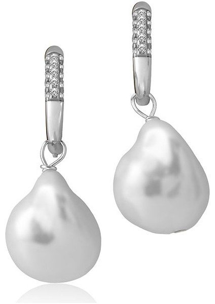 Gümüş Doğal Inci Şeklinde Halka Kristal Taş Detaylı 925 Ayar Gümüş Küpe 109 fırsatları