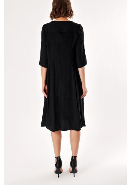 Siyah Büzgülü Bol Kesim Elbise 92279 fırsatları