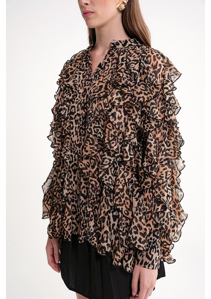 Bej Valon Detaylı Bol Kesim Gömlek 10823 modelleri